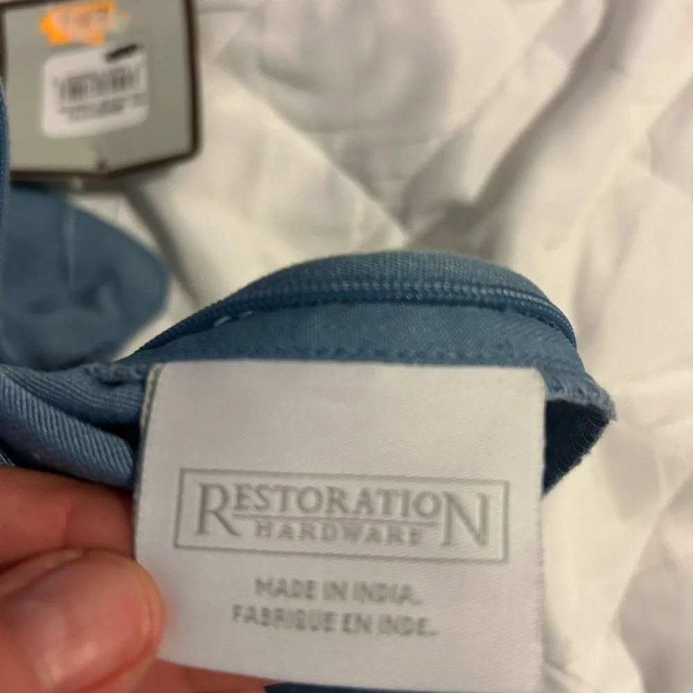 NEW Restoration Hardware Pair of Light Blue Faille Pillow Covers 20-inch Square